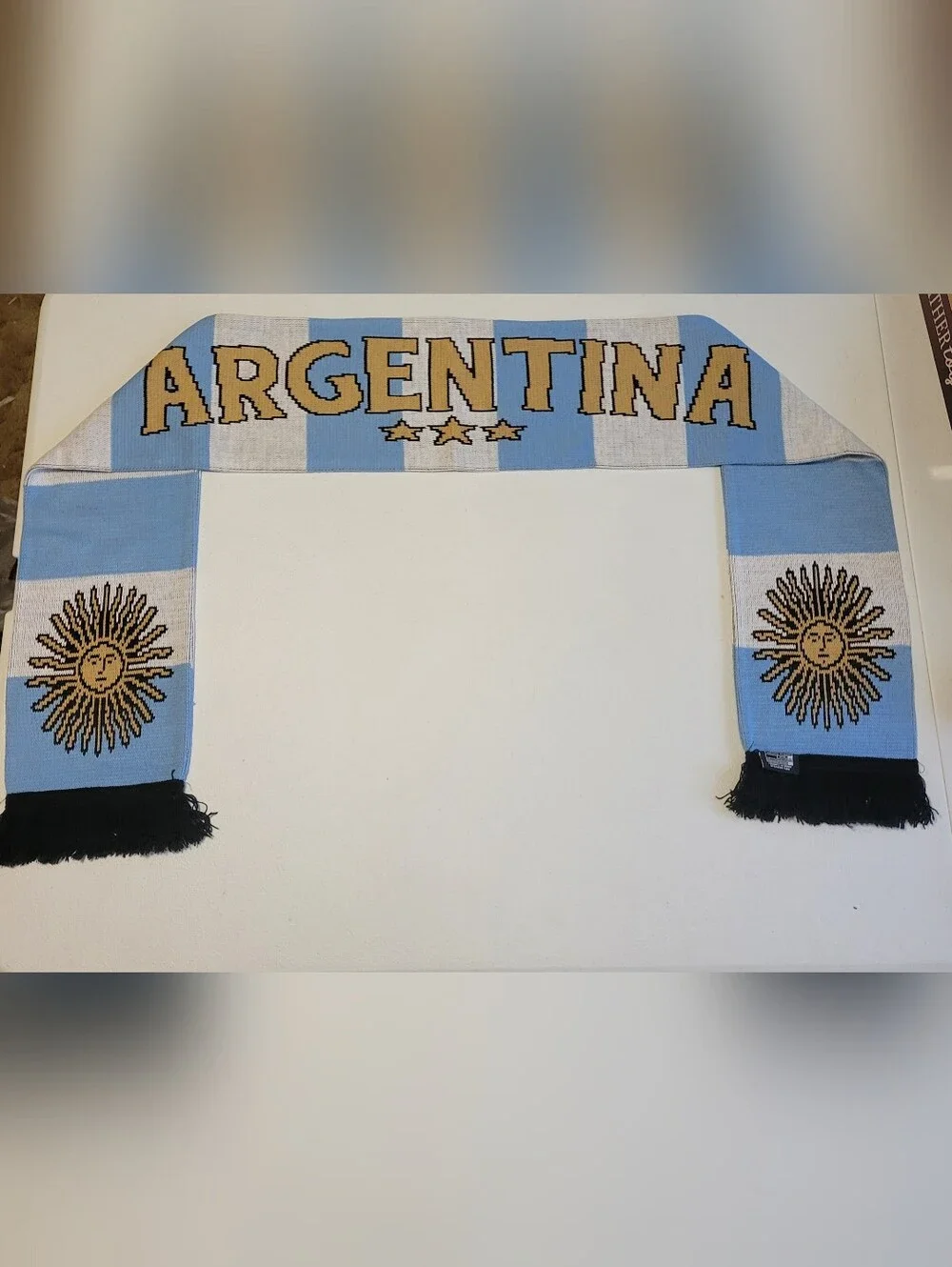 Argentina Soccer Scarf in Sky Blue, White & Gold.  T22